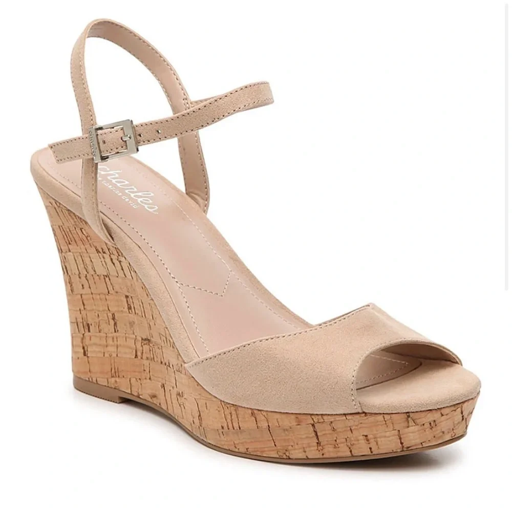 Charles David Lambert‎ Cork Platform Wedge in Nude Size 11M